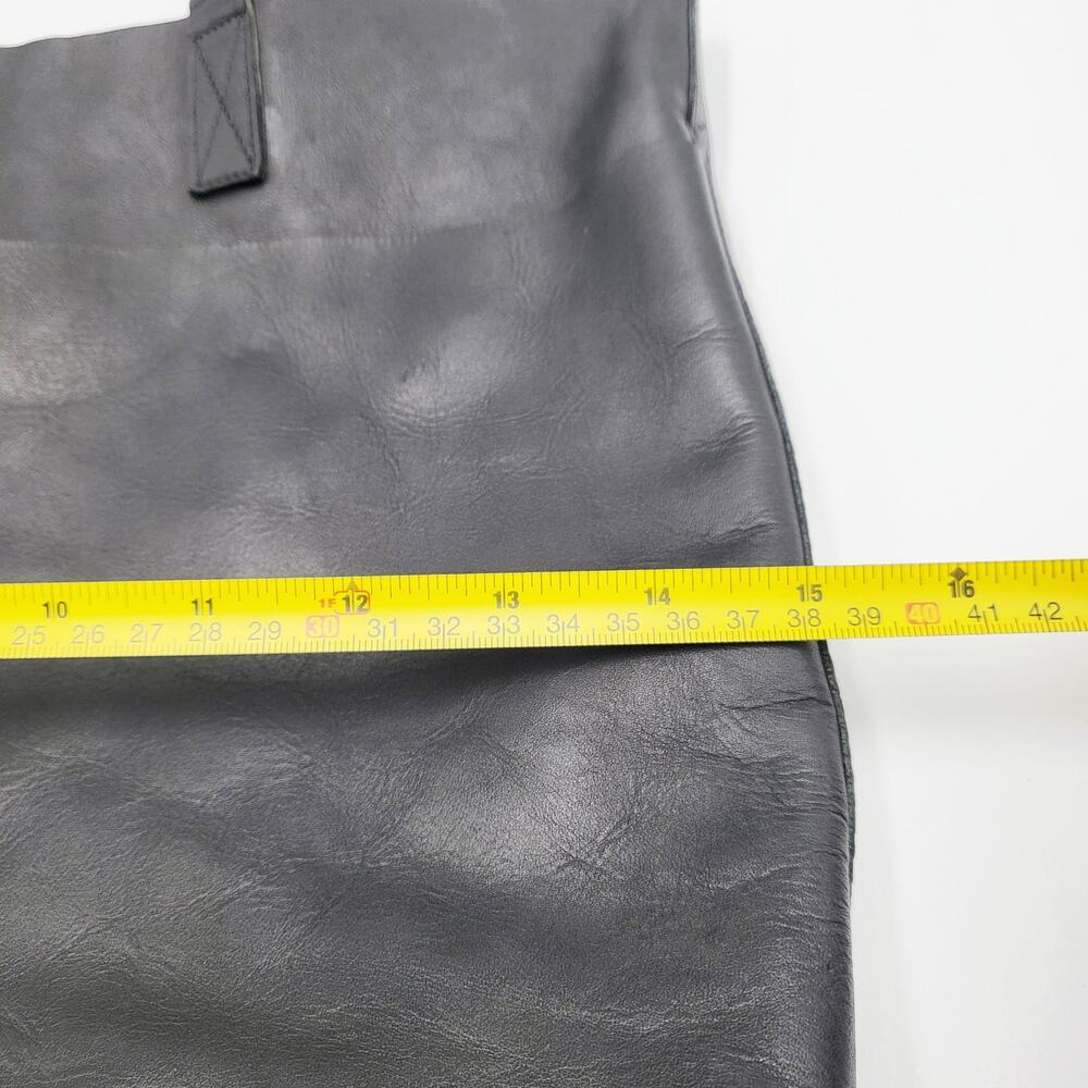 Meyelo Classic Artisan Crafted Black Leather Signature Tote Caryall Shopper Bag - Picture 12 of 13